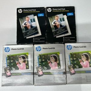 Lot of 5 PACKS HP Photo Card (50) 5x7 w/envelopes (25) 4x6 Paper